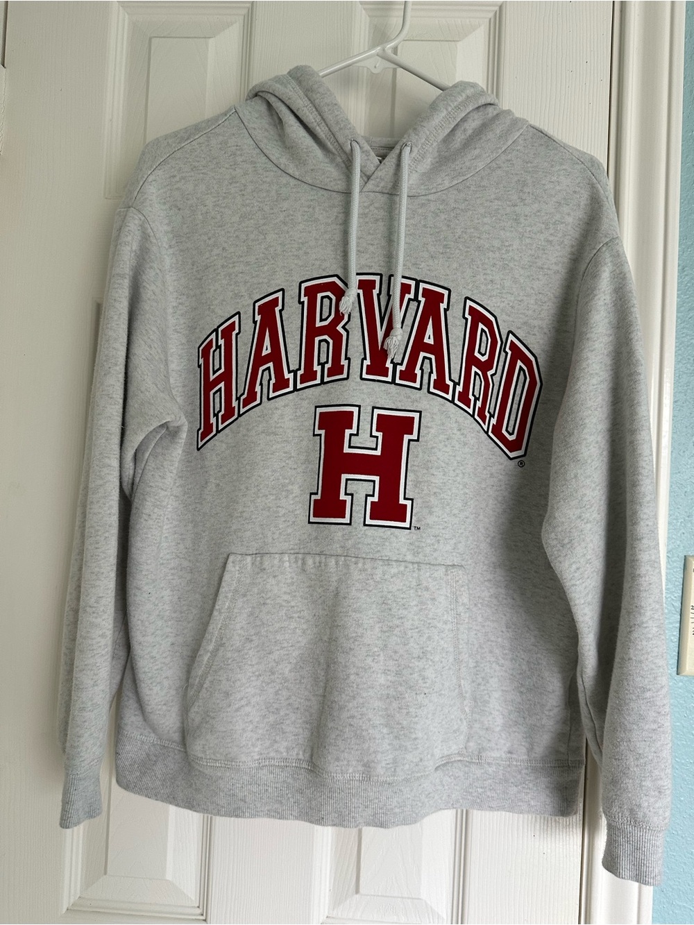 Harvard Hoodie Sweatshirt Mens XS Gray H&M Fleece Pullover College Logo